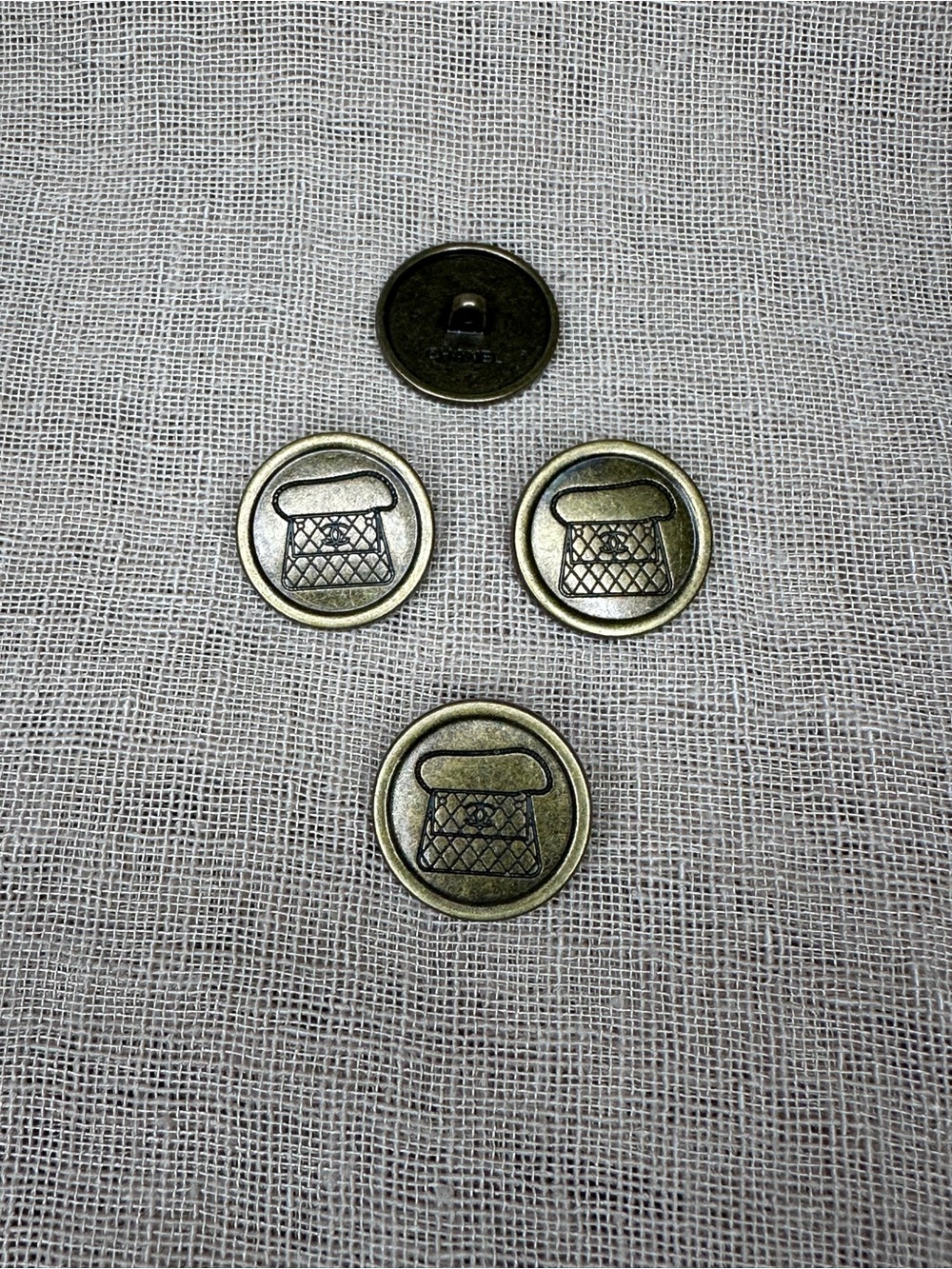VTG CHANEL Brass Purse Motif Decorative Buttons - Set of 4